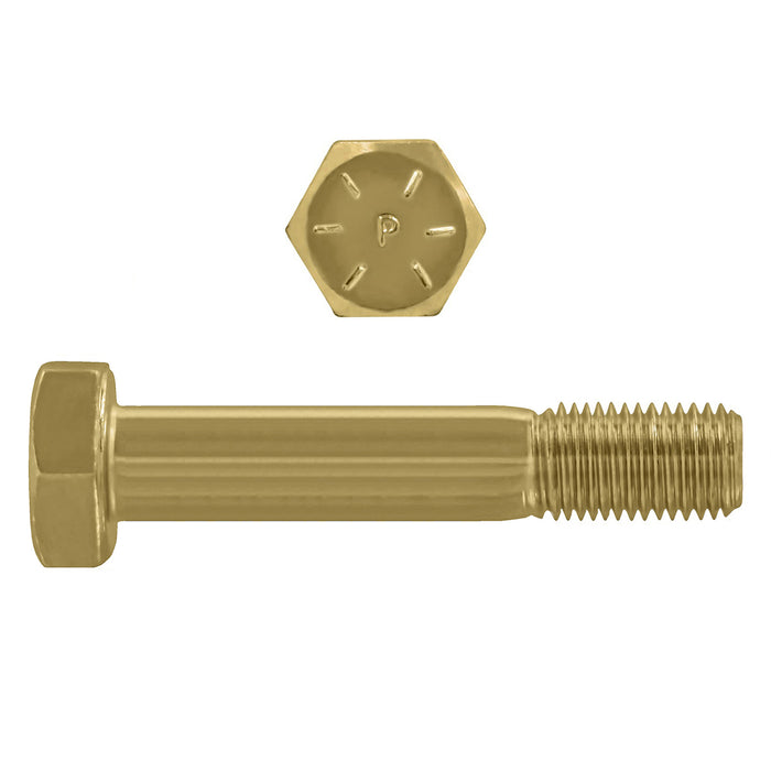 H. Paulin B079-856 Paulin 1-1/8"-7 x 6" Hex Head Cap Screws Grade 8 UNC Zinc-Yellow PT 15 Pcs