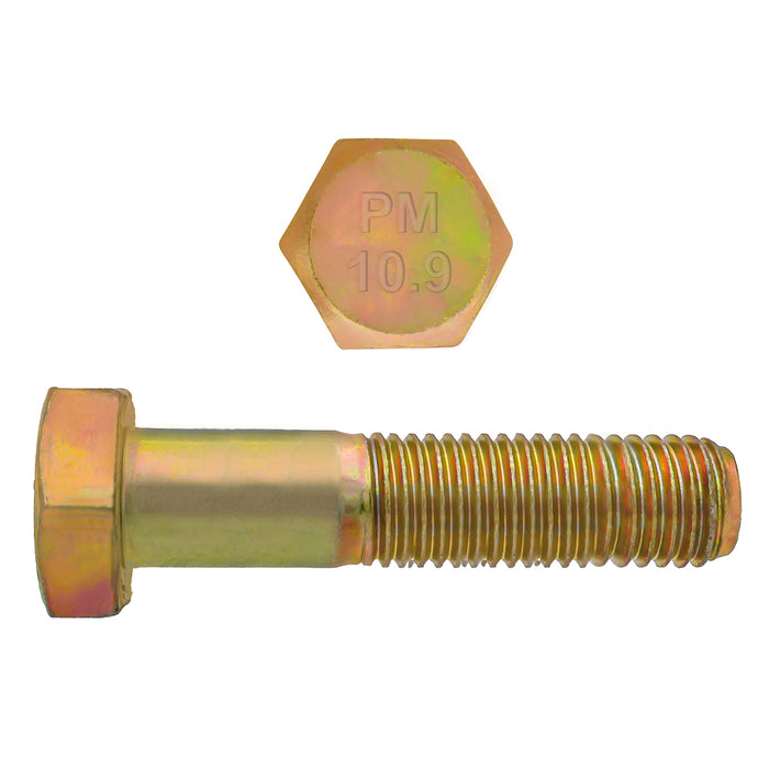 H. Paulin (680) 613-470 Paulin M16-2.00 x 60mm Metric Hex Head Cap Screws CL 10.9 Coarse Zinc-Yellow DIN931 PT 25 Pcs