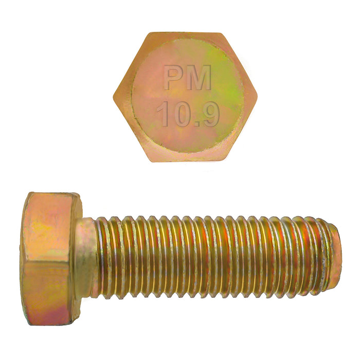 H. Paulin (680) 009-022 Paulin M12-1.75 x 35mm Metric Hex Head Cap Screws CL 10.9 Coarse Zinc-Yellow DIN933 FT 2 Pcs