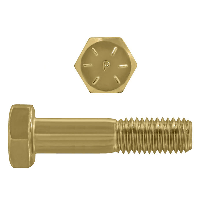 H. Paulin 009-056 Paulin 7/16"-14 x 2-1/2" Hex Head Cap Screws Grade 8 UNC Zinc-Yellow PT 2 Pcs