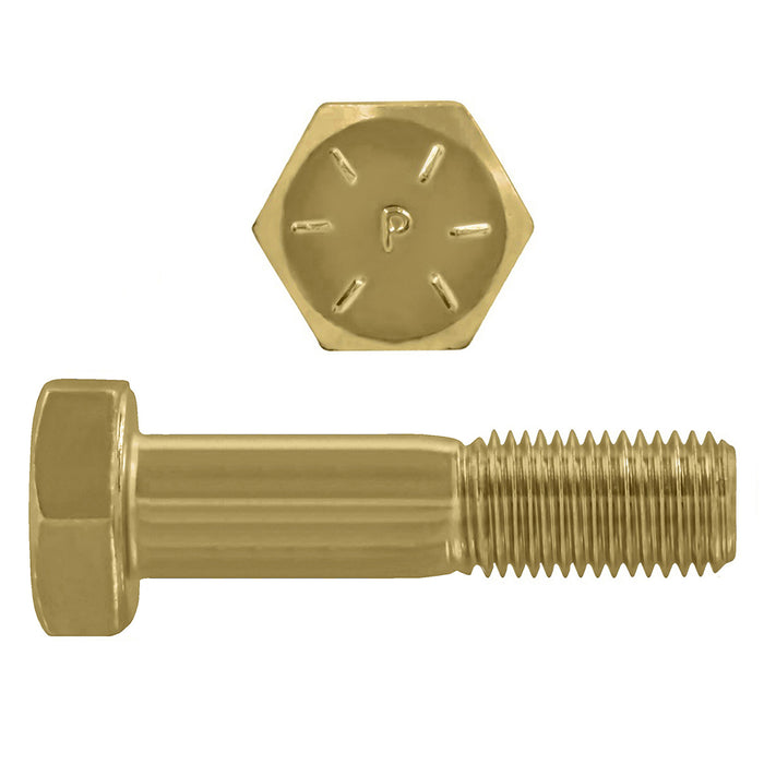H. Paulin B079-852 Paulin 1-1/8"-7 x 4-1/2" Hex Head Cap Screws Grade 8 UNC Zinc-Yellow PT 20 Pcs