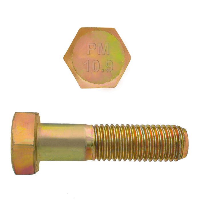 H. Paulin (680) 613-442 Paulin M14-2.00 x 50mm Metric Hex Head Cap Screws CL 10.9 Coarse Zinc-Yellow DIN931 PT 25 Pcs