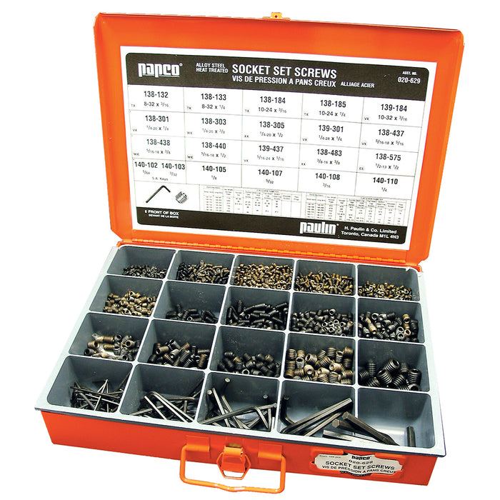 H. Paulin 020-629 PapcoSteel Socket Set Screws Assortment 1Pcs