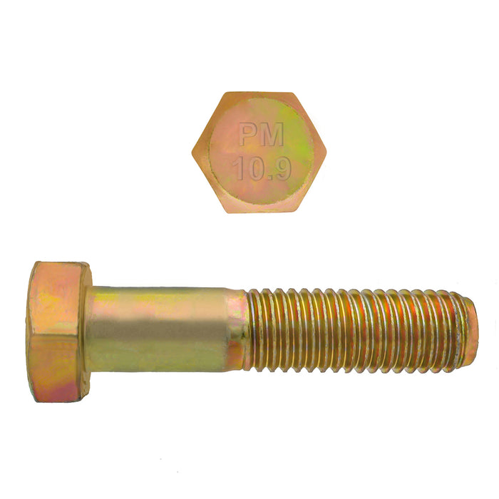 H. Paulin 009-017 Paulin M10-1.50 x 40mm Metric Hex Head Cap Screws CL 10.9 Coarse Zinc-Yellow DIN931 PT 2 Pcs