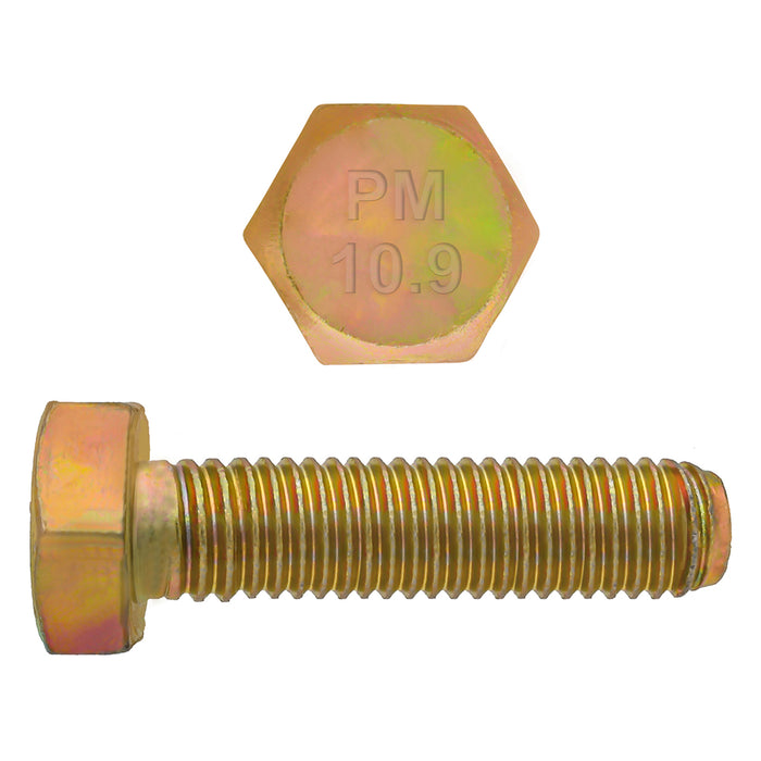 H. Paulin (680) 009-008 Paulin M8-1.25 x 30mm Metric Hex Head Cap Screws CL 10.9 Coarse Zinc-Yellow DIN933 FT 4 Pcs