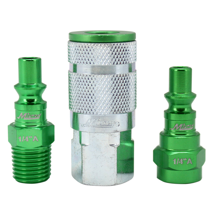 Milton (625) S-303AKIT ColourFit™ by Milton Coupler & Plug Kit- (A-Style, Green) - 1/4" NPT, (3-Piece)