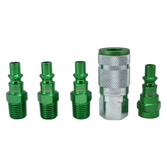Milton s-305AKIT ColourFit™ by Milton Coupler & Plug Kit - (A-Style, Green) - 1/4" NPT, (5-Piece)