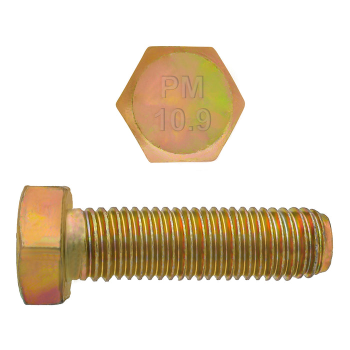 H. Paulin (680) 009-023 Paulin M12-1.75 x 40mm Metric Hex Head Cap Screws CL 10.9 Coarse Zinc-Yellow DIN933 FT 2 Pcs