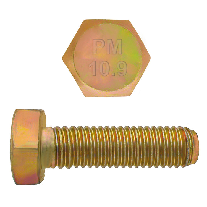 H. Paulin B613-318 Paulin M8-1.25 x 25mm Metric Hex Head Cap Screws CL 10.9 Coarse Zinc-Yellow DIN933 FT 1400 Pcs