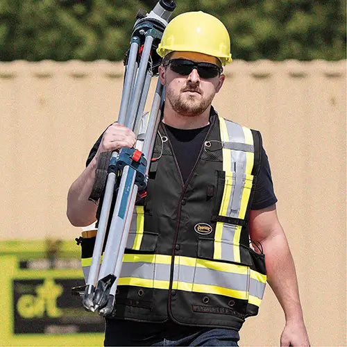 6679 High-Visibility Antimicrobial Mesh-Back Surveyor Vest Material - V1012070-L