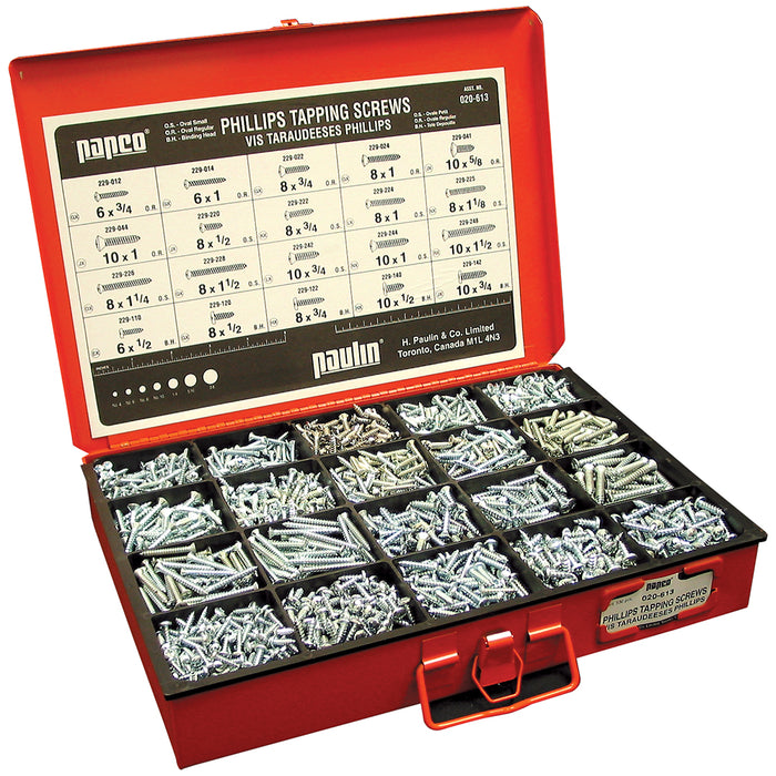 H. Paulin (680) 020-613 Papco Phillips Tapping Screw Assortment Zinc 1Pcs