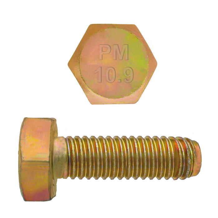 H. Paulin 613-270 Paulin M6-1.00 x 16mm Metric Hex Head Cap Screws CL 10.9 Coarse Zinc-Yellow DIN933 FT 100 Pcs