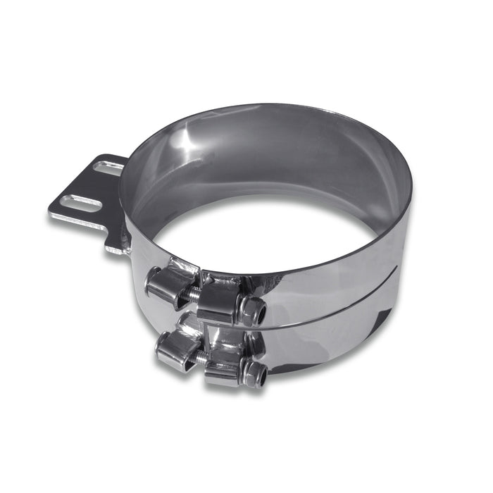 Trux Accessories (737) TCLA-61 Exhaust - Clamp - 6" Chrome Plated Stainless Steel - Rectangle Mounting Plate