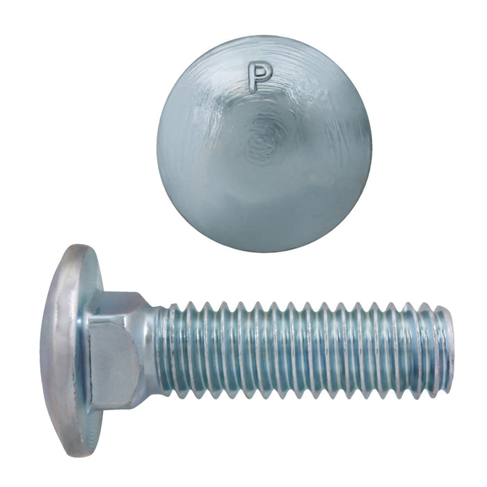 H. Paulin 129-538 Paulin 7/16"-14 x 1-1/2" Carriage Bolts Zinc Grade 2 UNC FT 50 Pcs