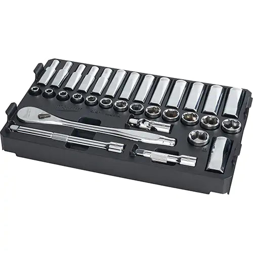 Metric Ratchet & Socket Set with Packout™ Low-Profile Compact Organizer Type - 48-22-9482