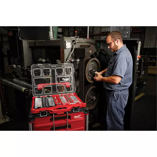 Ratchet & Socket Set with Packout™ Low-Profile Organizer Type - 48-22-9486