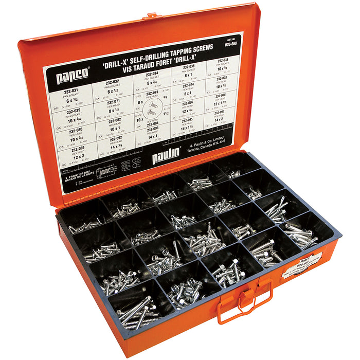 H. Paulin (680) 020-668 Papco Self Drilling Tapping Screw Assortment Steel 1Pcs