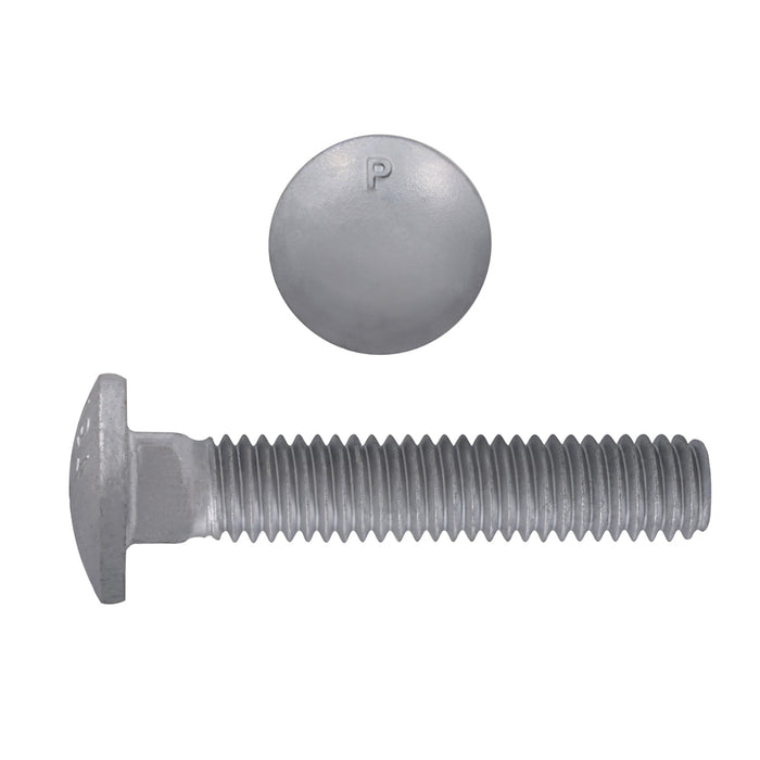 H. Paulin 852-496 Paulin 3/8"-16 x 2" Carriage Bolts Galvanized Grade 2 UNC FT 100 Pcs