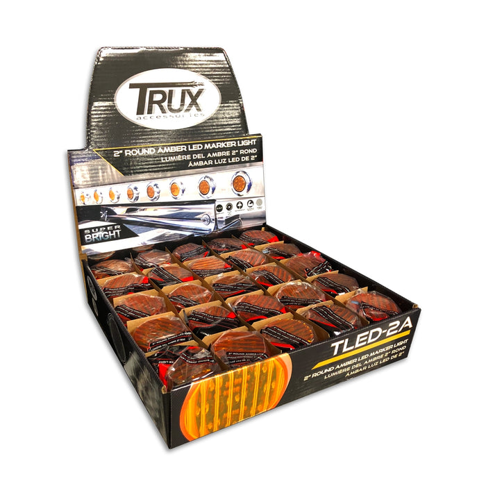 Trux Accessories (737) TRX-223 POS DISPLAY OF 50 X 2" AMBER RIBBED LED MARKER LIGHTS (9 DIODES)