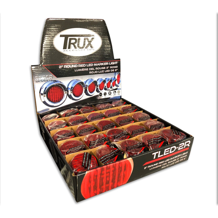 Trux Accessories (737) TRX-224 POS DISPLAY OF 50 X 2" RED RIBBED LED MARKER LIGHT (9 DIODES)