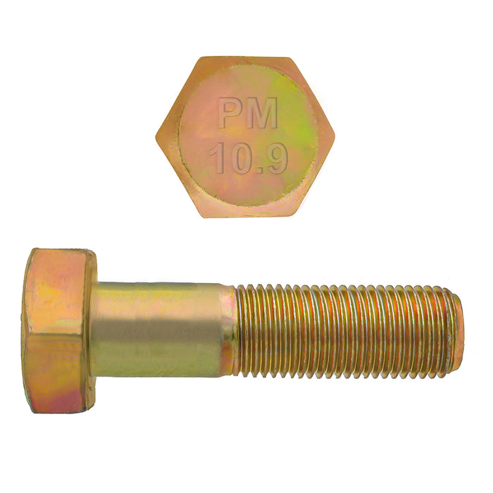 H. Paulin (680) 613-526 Paulin M20-2.50 x 70mm Metric Hex Head Cap Screws CL 10.9 Coarse Zinc-Yellow DIN931 PT 25 Pcs