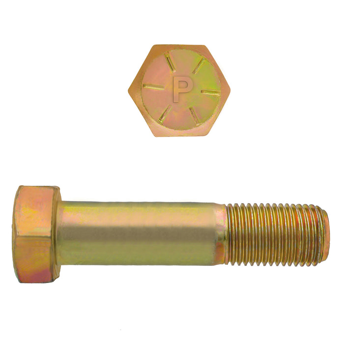 H. Paulin (680) 080-502 Paulin 3/8"-24 x 3-1/2" Hex Head Cap Screws Grade 8 UNF Zinc-Yellow PT 100 Pcs