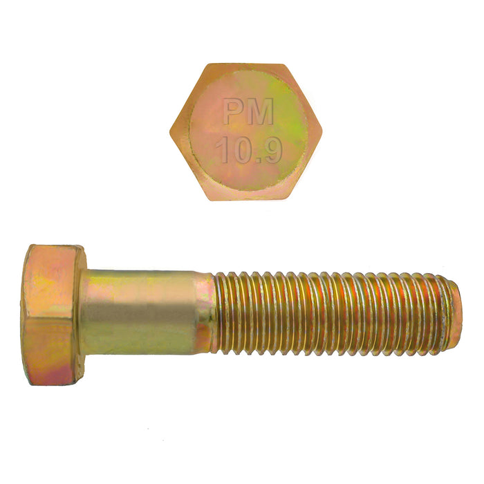 H. Paulin (680) 613-417 Paulin M12-1.75 x 45mm Metric Hex Head Cap Screws CL 10.9 Coarse Zinc-Yellow DIN931 PT 50 Pcs
