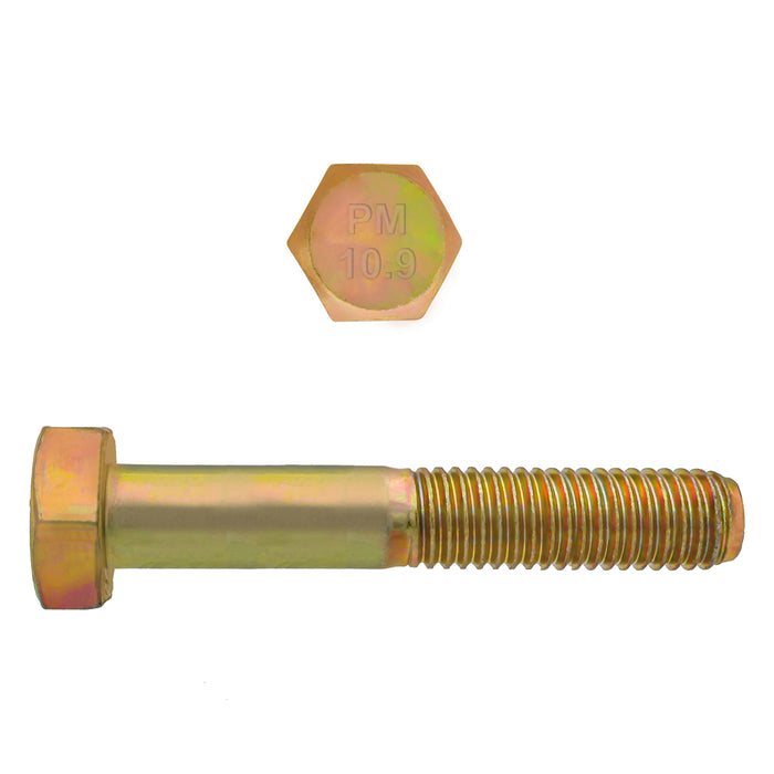 H. Paulin (680) 009-011 Paulin M8-1.25 x 45mm Metric Hex Head Cap Screws CL 10.9 Coarse Zinc-Yellow DIN931 PT 3 Pcs