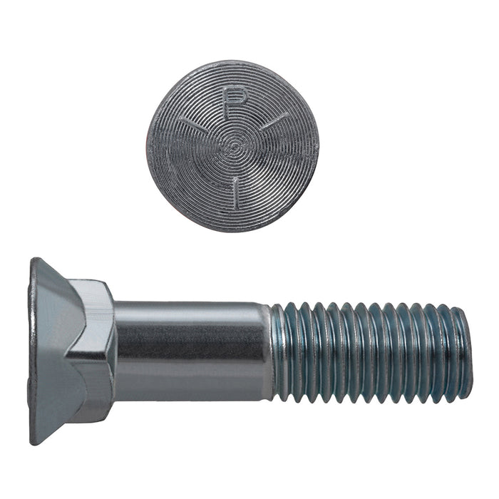 H. Paulin 133-820 Paulin 7/16"-14 x 2" Flat Oversize Head Plow Bolts Steel Zinc Grade 5 UNC PT 50 pcs