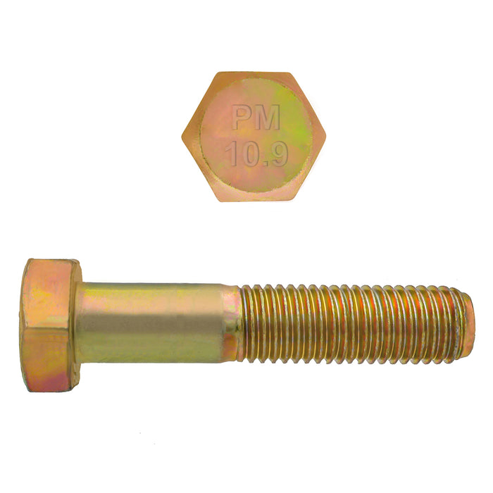 H. Paulin (680) 009-024 Paulin M12-1.75 x 50mm Metric Hex Head Cap Screws CL 10.9 Coarse Zinc-Yellow DIN931 PT 2 Pcs