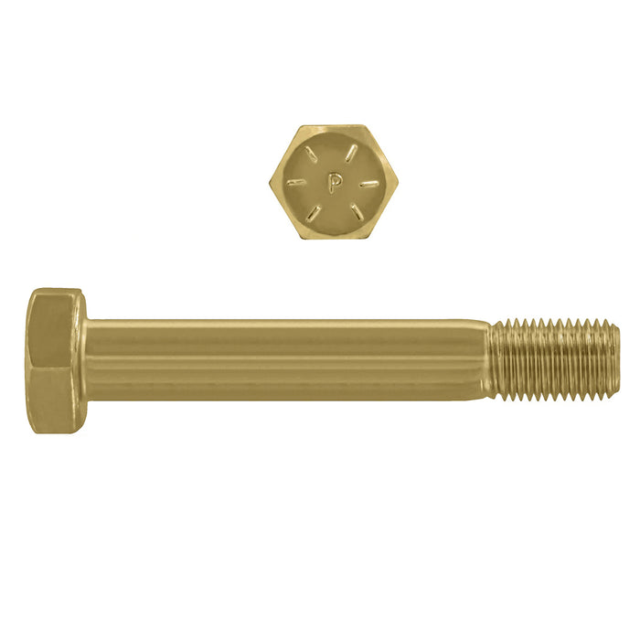 H. Paulin B079-898 Paulin 1-1/4"-7 x 7" Hex Head Cap Screws Grade 8 UNC Zinc-Yellow PT 12 Pcs