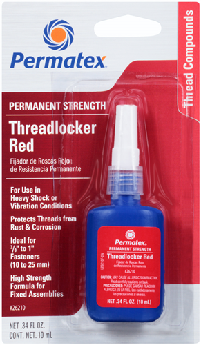 Permatex 26210 PERMATEX RED HIGH STRENGTH THREADLOCKER 10ML CARDED BOTTLE