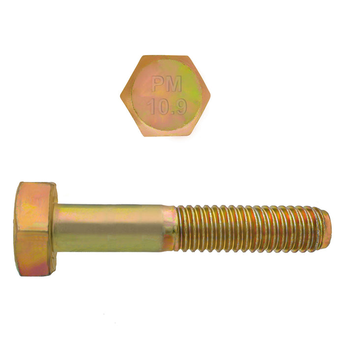 H. Paulin (680) 009-004 Paulin M6-1.00 x 35mm Metric Hex Head Cap Screws CL 10.9 Coarse Zinc-Yellow DIN931 PT 6 Pcs