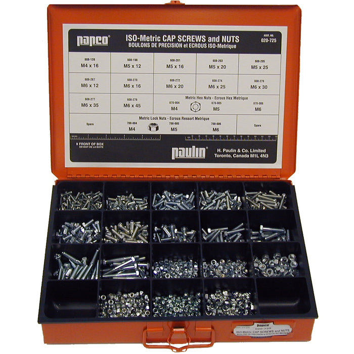 H. Paulin 020-725 Papco Metric Cap Screws & Nuts Assortments Zinc 1Pcs