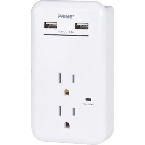 Prime® USB Charger with Surge Protector - PBUSB342S