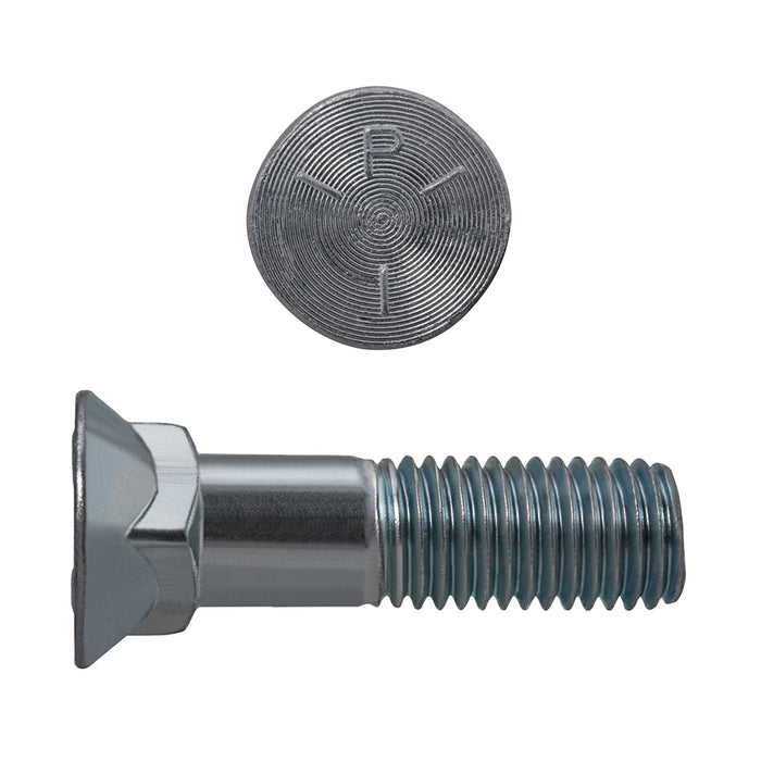 H. Paulin (680) 133-540 Paulin 7/16"-14 x 1-3/4" Flat No.3 Head Plow Bolts Steel Zinc Grade 5 UNC PT 50 pcs