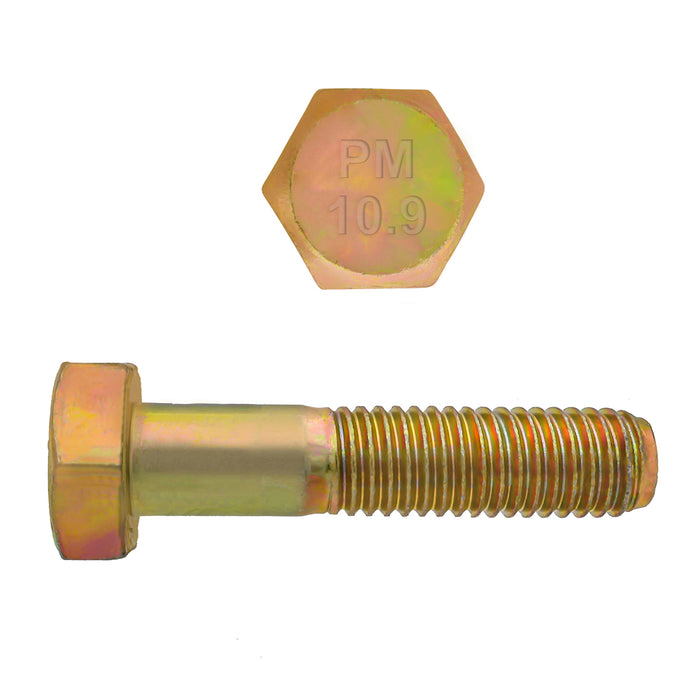 H. Paulin (680) 009-009 Paulin M8-1.25 x 35mm Metric Hex Head Cap Screws CL 10.9 Coarse Zinc-Yellow DIN931 PT 3 Pcs