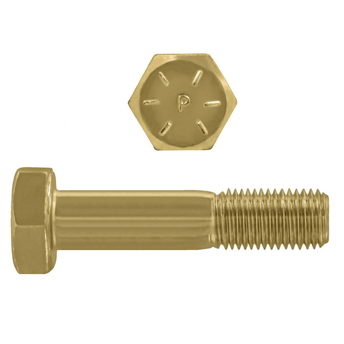 H. Paulin (680) B079-853 Paulin 1-1/8"-7 x 5" Hex Head Cap Screws Grade 8 UNC Zinc-Yellow PT 20 Pcs