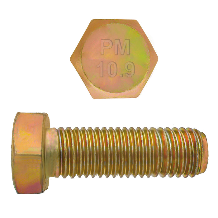 H. Paulin (680) 613-466 Paulin M16-2.00 x 40mm Metric Hex Head Cap Screws CL 10.9 Coarse Zinc-Yellow DIN933 FT 25 Pcs