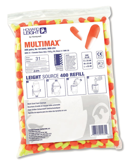 North Safety (399) MM-LS4-REFILL Howard Leight Multi Max Earplug Refill for HL400 Dispenser, 2000 Pairs (10 Bags of 200), MM-LS4-REFILL