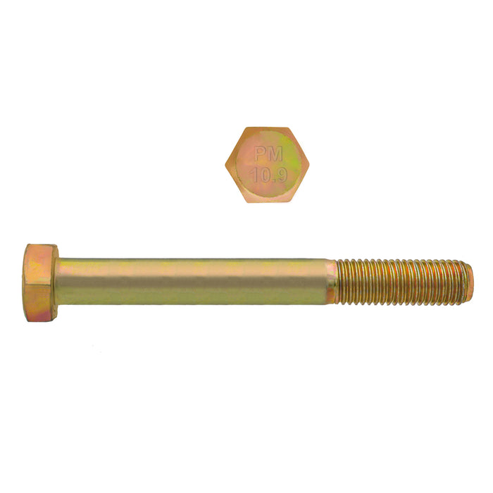 H. Paulin (680) 613-425 Paulin M12-1.75 x 90mm Metric Hex Head Cap Screws CL 10.9 Coarse Zinc-Yellow DIN931 PT 50 Pcs