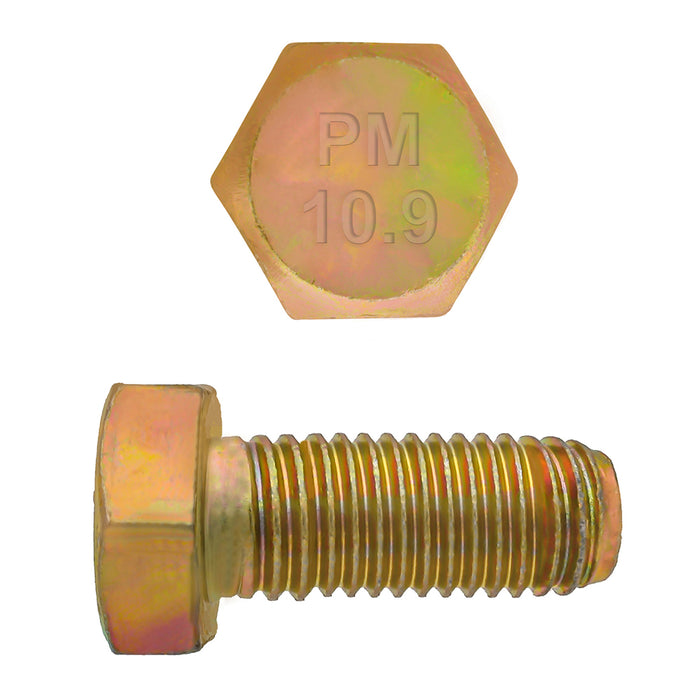 H. Paulin B613-366 Paulin M10-1.50 x 20mm Metric Hex Head Cap Screws CL 10.9 Coarse Zinc-Yellow DIN933 FT 1000 Pcs