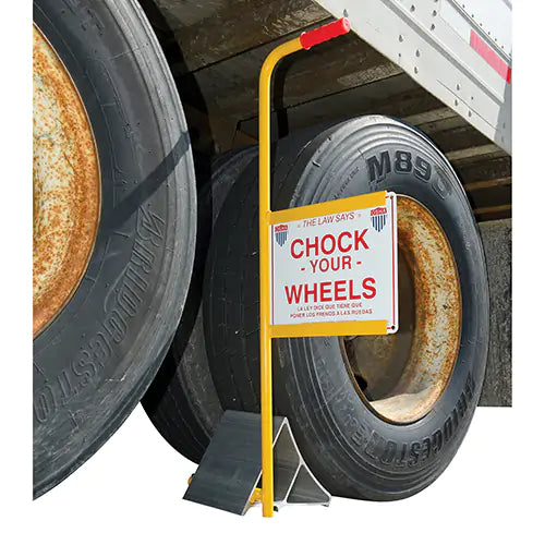 Wheel Chock with Handle & Sign - EALUM-7-HS