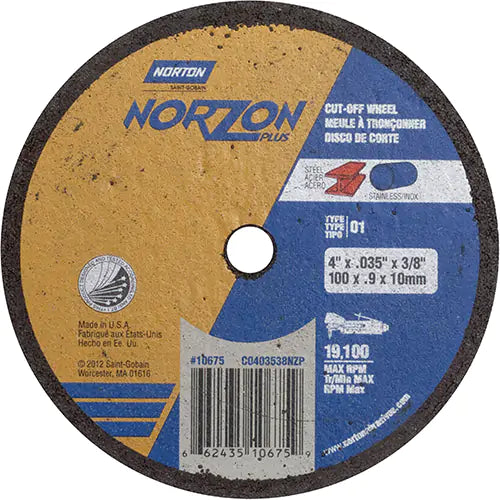 Portable Small Diameter Reinforced Cut-Off Wheels - Norzon Plus 3/8" - 66243510675