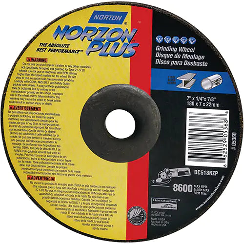 Norzon Plus® Depressed Centre Grinding Wheels 7/8" - 66252843331