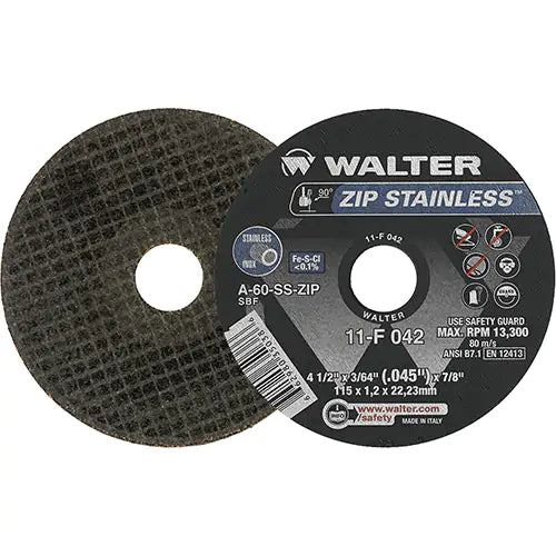 Zip™ Stainless Right Angle Grinder Reinforced Cut-Off Wheels 7/8" - 11F042