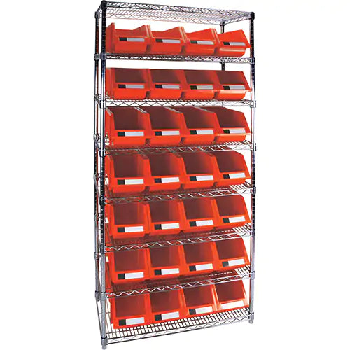 Heavy-Duty Wire Shelving Unit with Storage Bins 7 7/8 x 17 11/16 x 7 - RL822