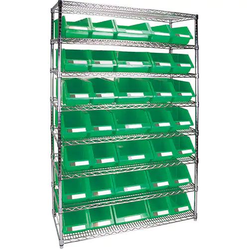 Heavy-Duty Wire Shelving Unit with Storage Bins 7 7/8 x 17 11/16 x 7, 11 13/16 x 17 11/16 x 7 - RL829