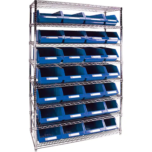 Heavy-Duty Wire Shelving Unit with Storage Bins 7 7/8 x 17 11/16 x 7, 11 13/16 x 17 11/16 x 7 - RL831