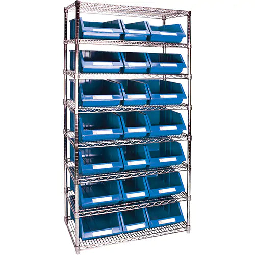 Heavy-Duty Wire Shelving Unit with Storage Bins 7 7/8 x 17 11/16 x 7, 11 13/16 x 17 11/16 x 7 - RL839